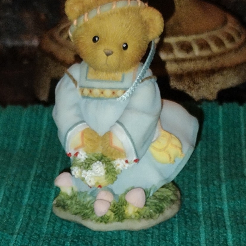 Adorable Bear Figurine in Blue Dress